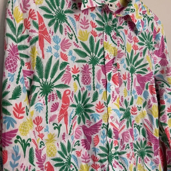 Boden Sienna Linen Shirt Multi Tropical Paradise - Picture 3 of 9